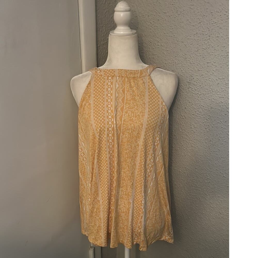 Torrid Yellow & White Keyhole Racerback Halter Tank 0 Bohemian Festival Summer